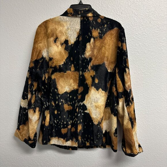 Vintage 90s S & D Cow Animal Print Faux Fur Blazer Jacket Womens Size Large - Picture 3 of 6